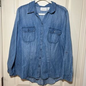 Chico's Split Back Denim Brooklyn Shirt Size 2 US L